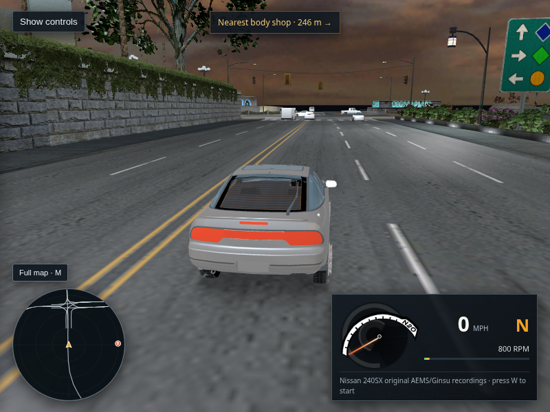 Normal 240SX L4RA drive view after the source paint color, panorama, local reflection cube, and shadow loaded